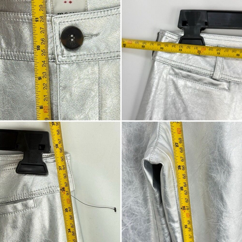Maeve The Ettie High Rise Crop Wide-Leg Pants Metallic Faux-Leather Size 26 - Picture 11 of 16
